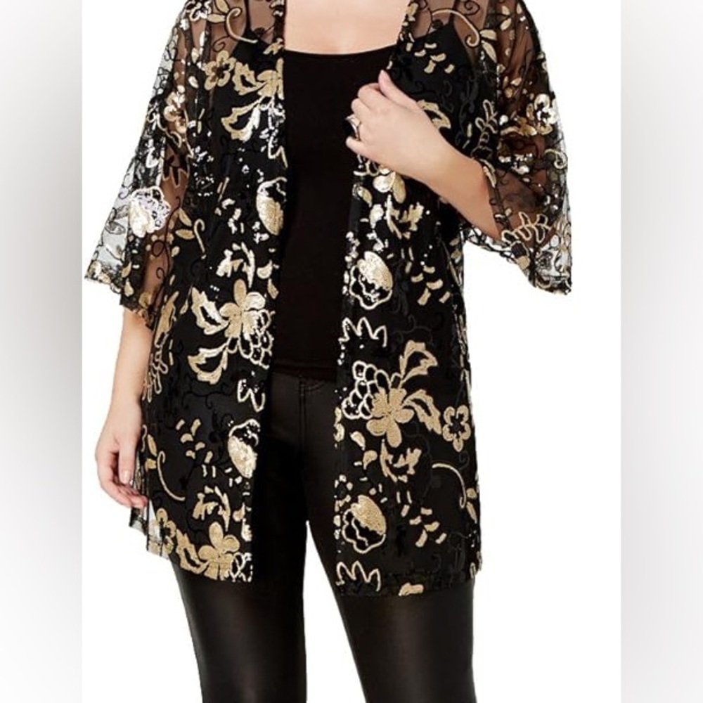 Brand: Say What?
Say What? Trendy Sheer Sequined Topper Jacket